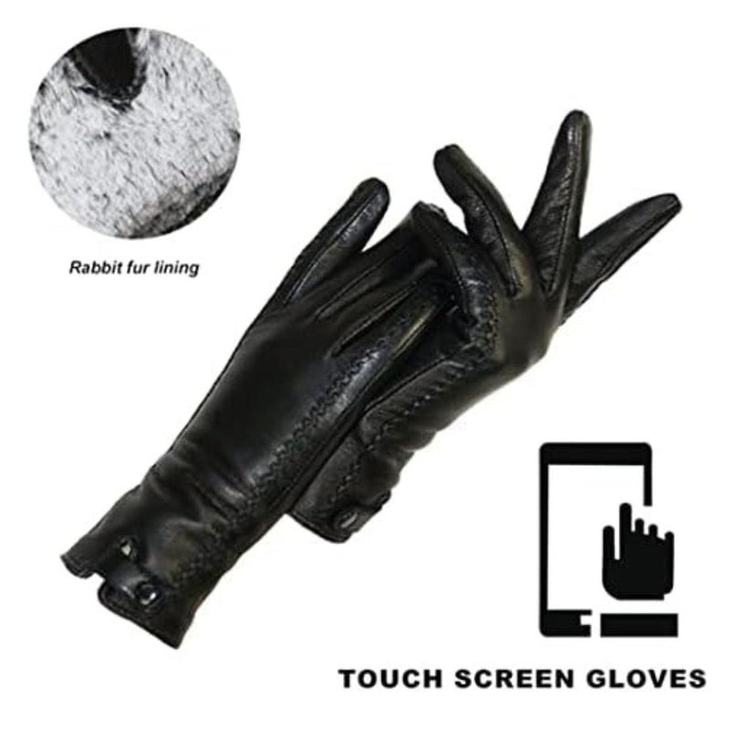 Vintage Leather Gloves With Wool Or Rabbit Fur Lining