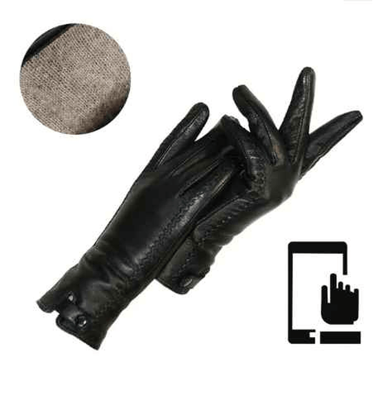 Vintage Leather Gloves With Wool Or Rabbit Fur Lining