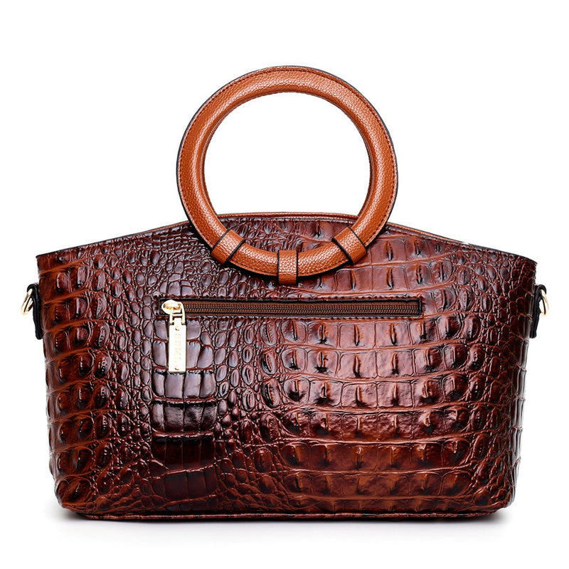 Vintage Leather Handbag With Adjustable Shoulder Strap