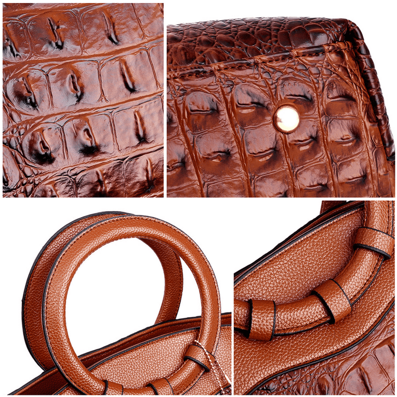 Vintage Leather Handbag With Adjustable Shoulder Strap