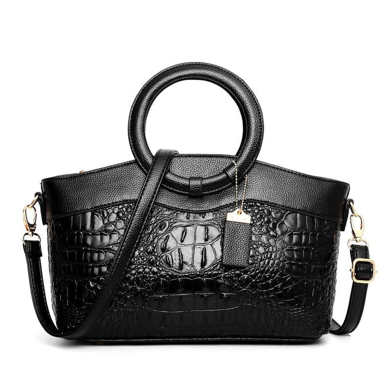 Vintage Leather Handbag With Adjustable Shoulder Strap