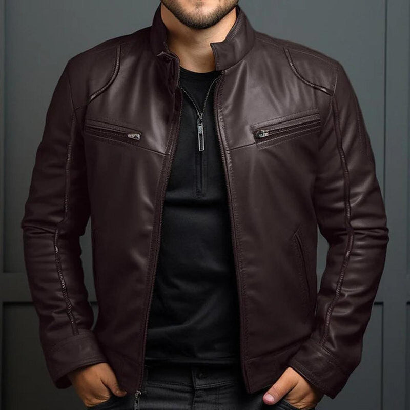 Vintage Leather Men&#39;s Jacket with Comfortable Fit