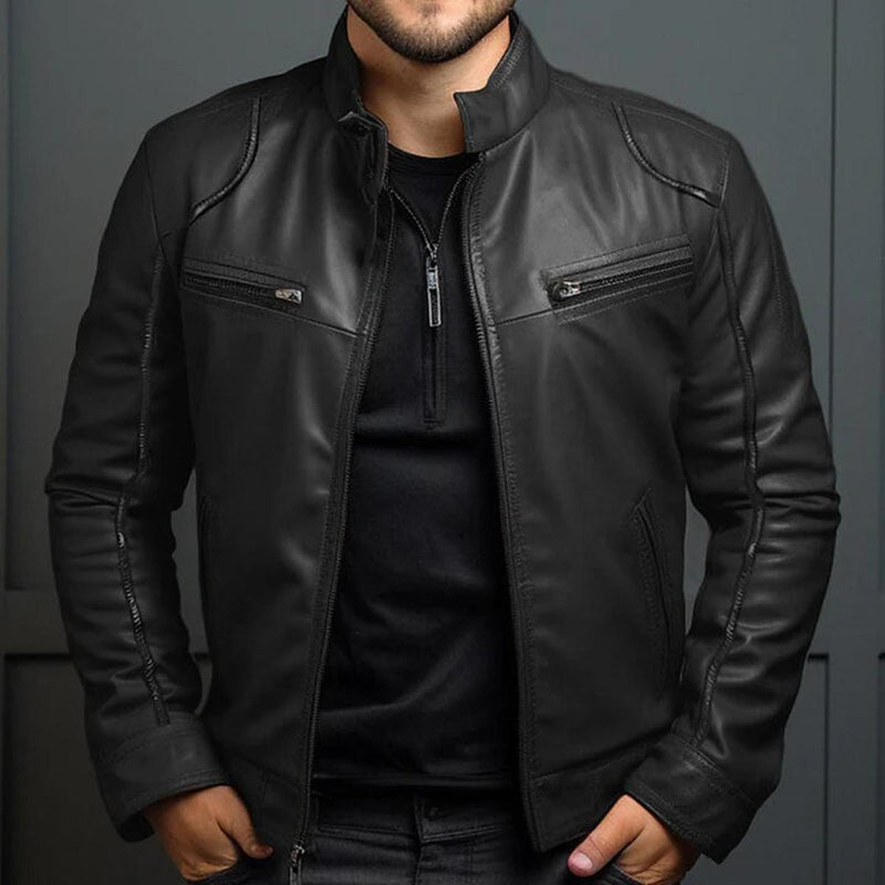 Vintage Leather Men&#39;s Jacket with Comfortable Fit