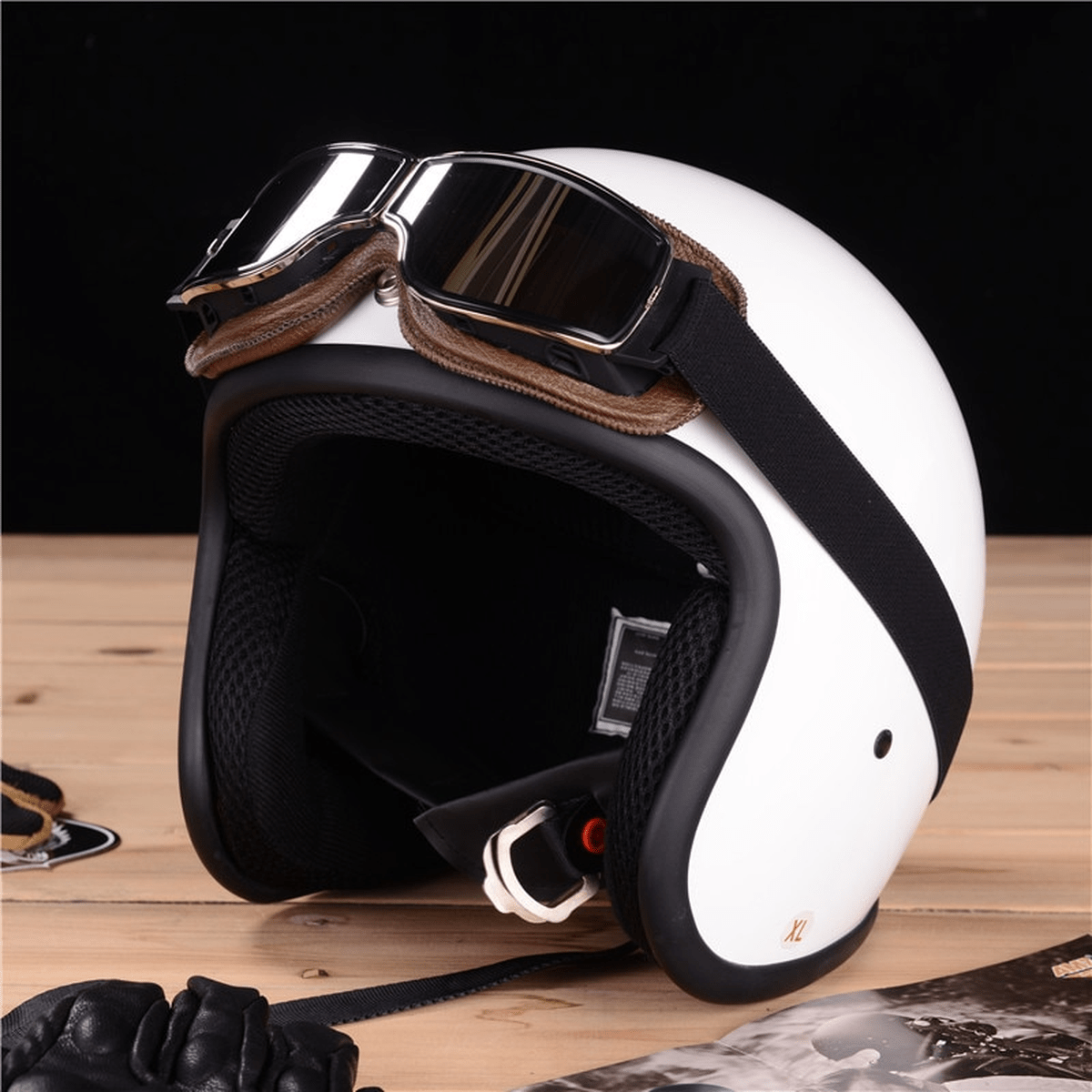Vintage Leather Motorcycle Goggles With Shatterproof Lenses