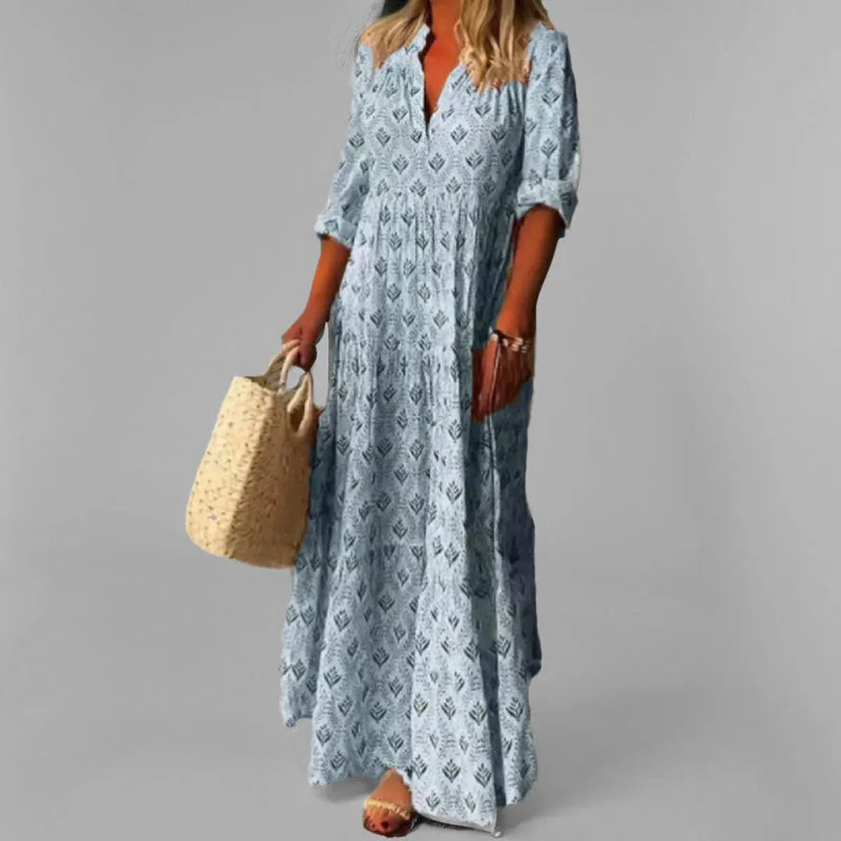 Vintage Print Maxi Sundress