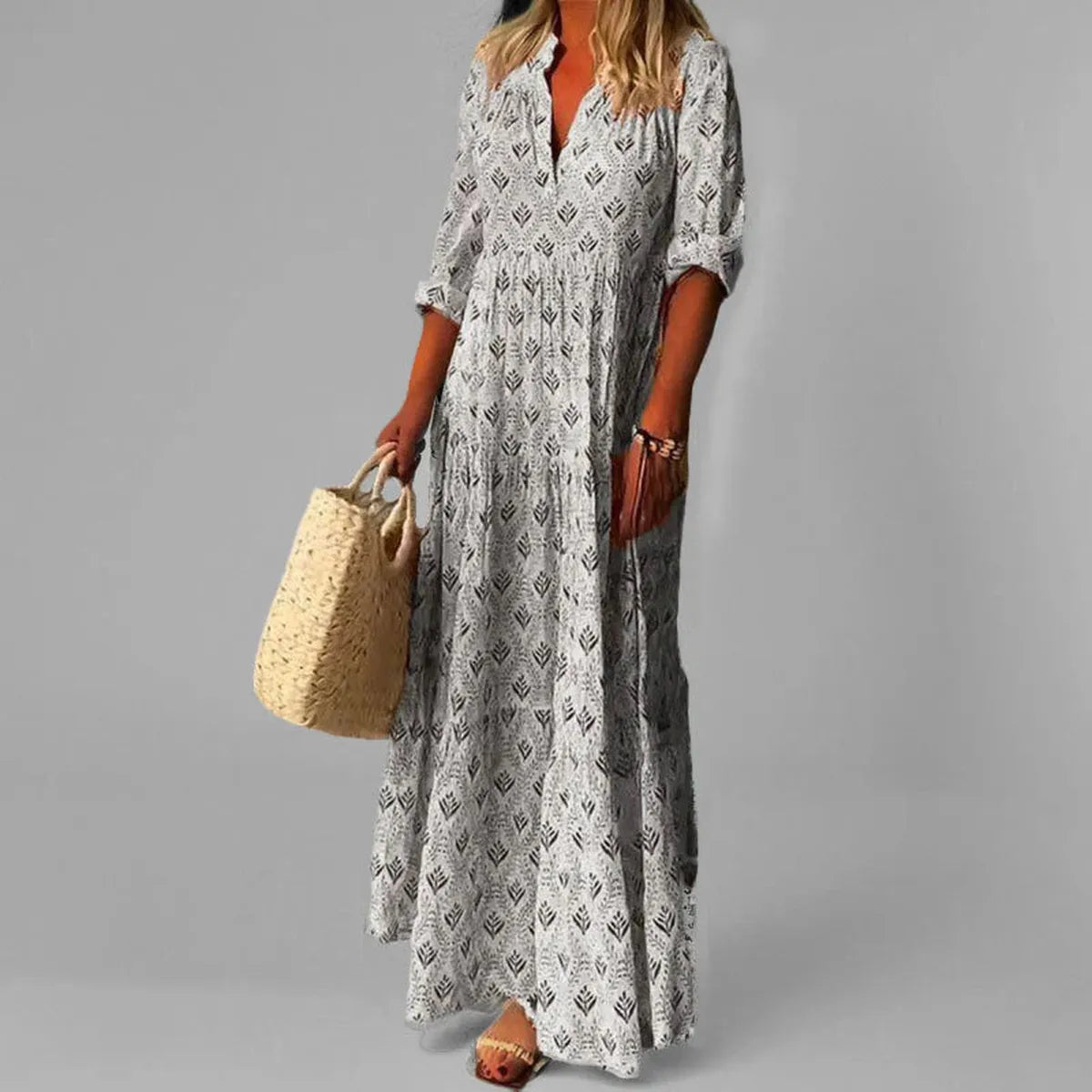 Vintage Print Maxi Sundress