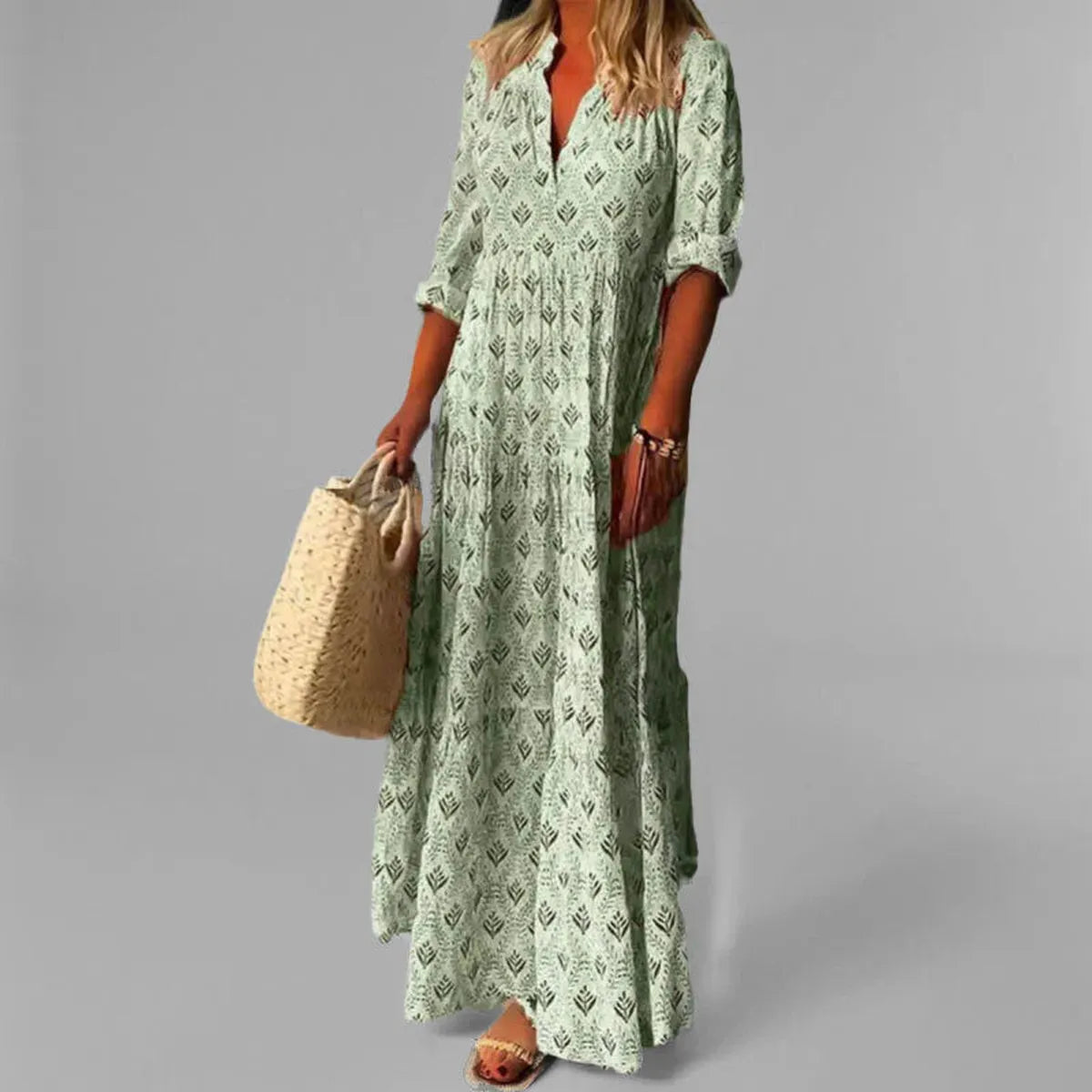 Vintage Print Maxi Sundress