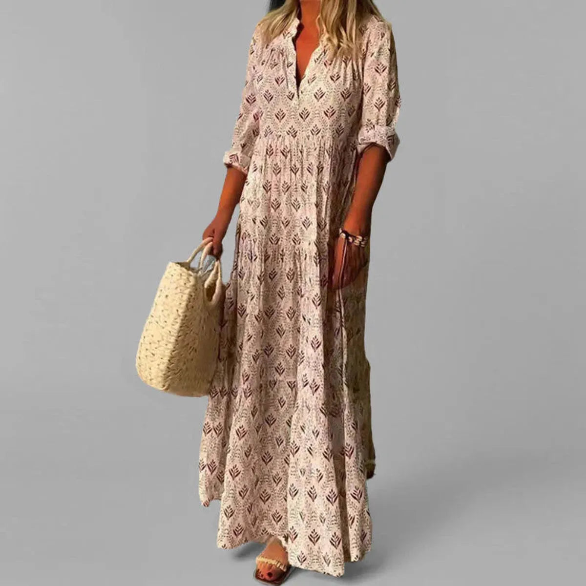 Vintage Print Maxi Sundress