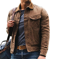 Vintage Rugged Button Closure Men&#39;s Jacket
