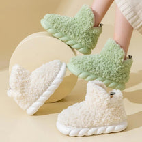 Warm Cotton And Plush Slippers For Women - Indoor And Outdoor Use