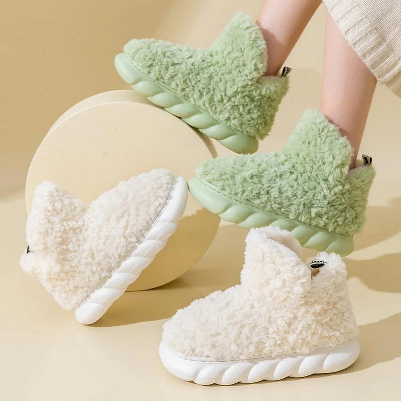 Warm Cotton And Plush Slippers For Women - Indoor And Outdoor Use