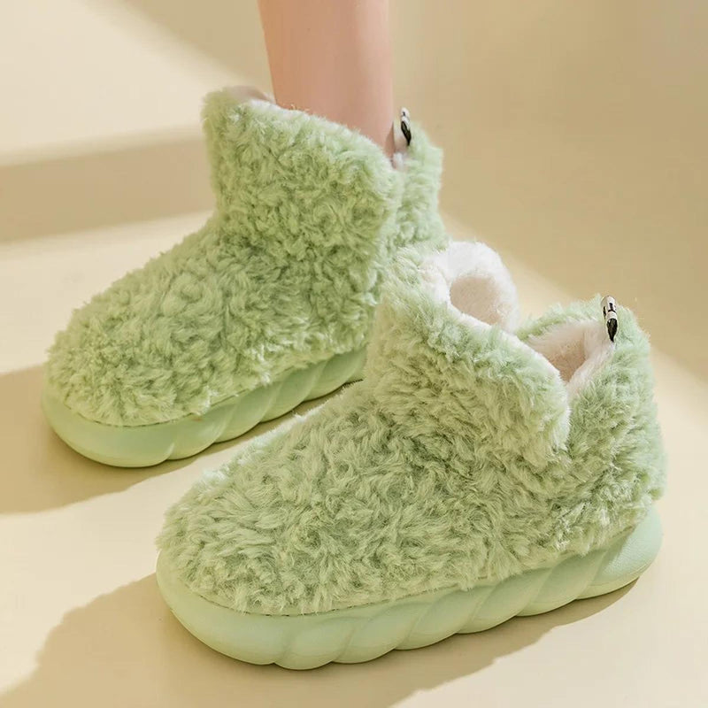 Warm Cotton And Plush Slippers For Women - Indoor And Outdoor Use