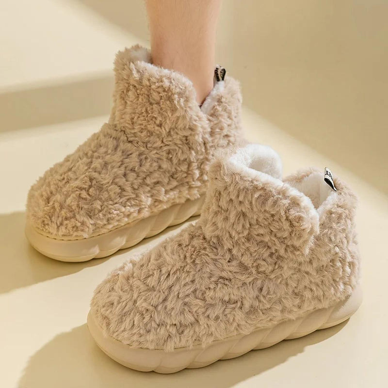 Warm Cotton And Plush Slippers For Women - Indoor And Outdoor Use