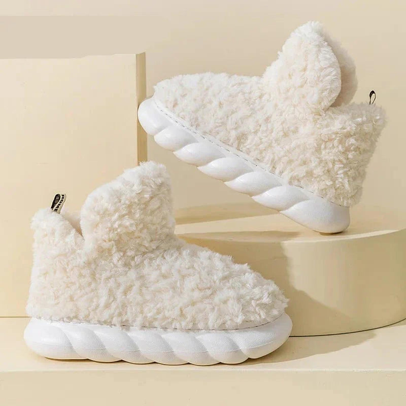 Warm Cotton And Plush Slippers For Women - Indoor And Outdoor Use