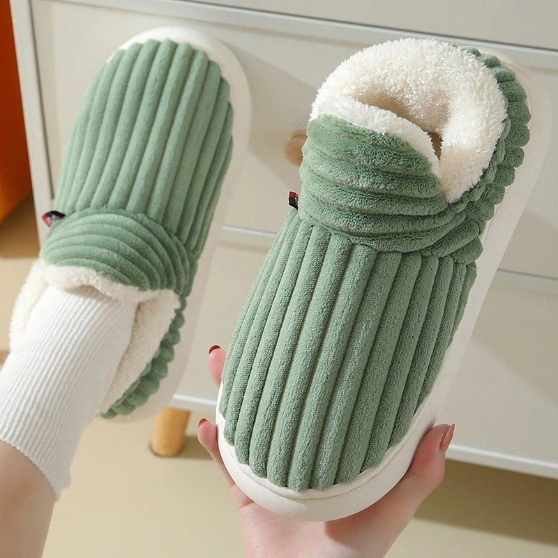 Warm Flannel Fleece Non-Slip Slippers With Thick Sole
