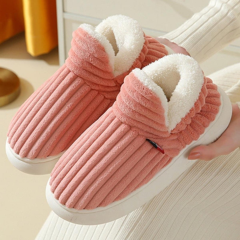 Warm Flannel Fleece Non-Slip Slippers With Thick Sole