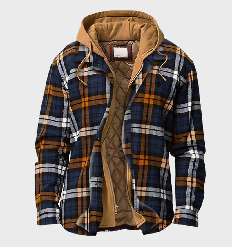 Warm Men&#39;s Jacket With Pattern And Hood