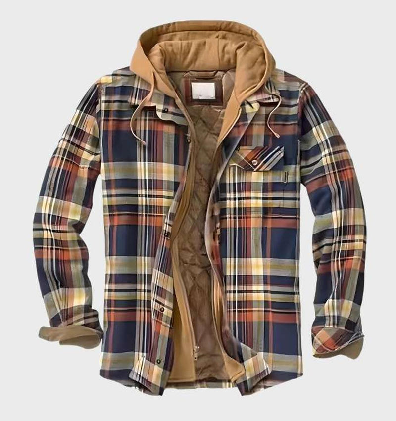 Warm Men&#39;s Jacket With Pattern And Hood