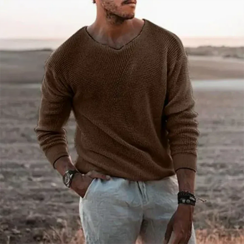 Warm Men&#39;s Long Sleeve Knit Pullover Sweater