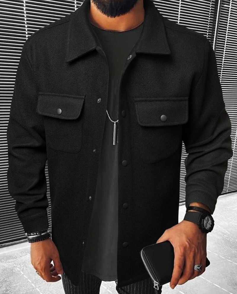 Warm Men&#39;s Shirt With Pockets For Autumn And Winter
