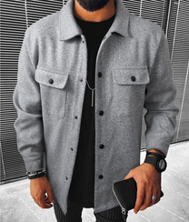 Warm Men&#39;s Shirt With Pockets For Autumn And Winter