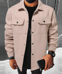 Warm Men&#39;s Shirt With Pockets For Autumn And Winter