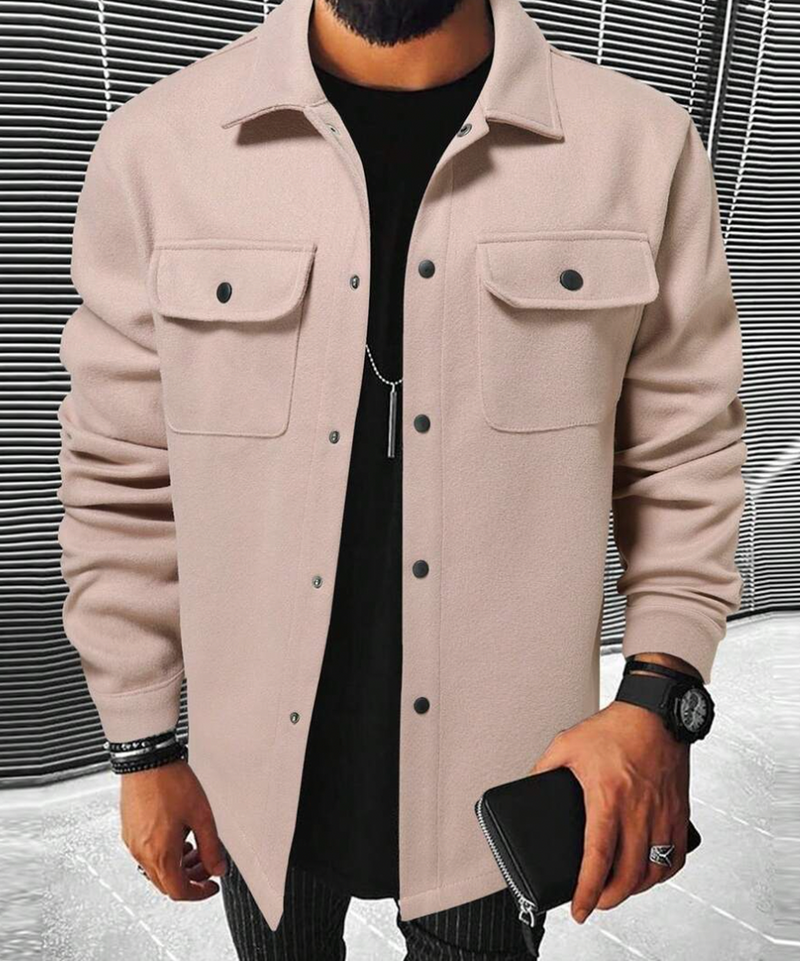 Warm Men&#39;s Shirt With Pockets For Autumn And Winter