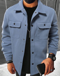 Warm Men&#39;s Shirt With Pockets For Autumn And Winter