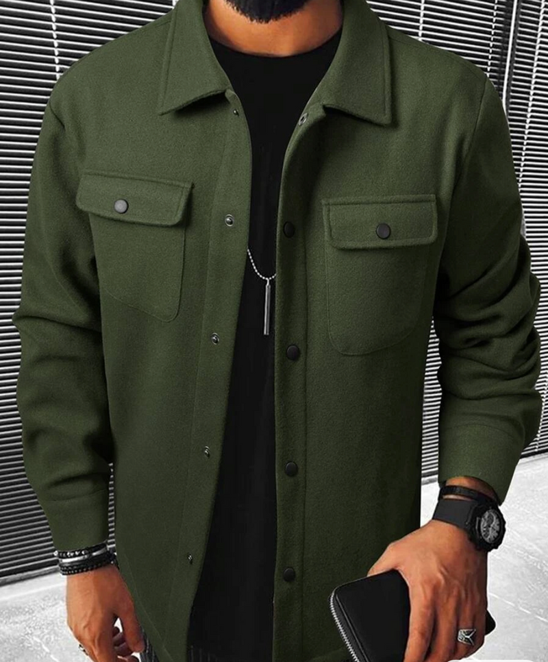 Warm Men&#39;s Shirt With Pockets For Autumn And Winter