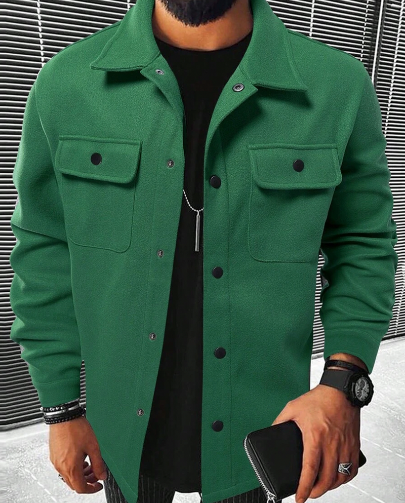 Warm Men&#39;s Shirt With Pockets For Autumn And Winter