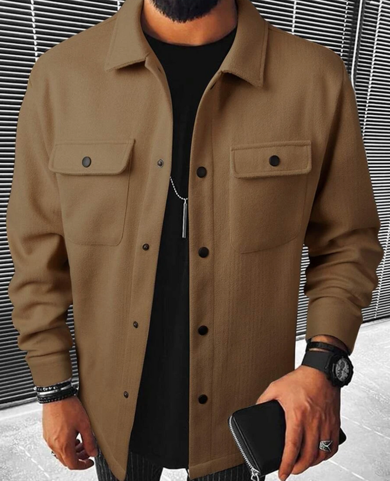 Warm Men&#39;s Shirt With Pockets For Autumn And Winter