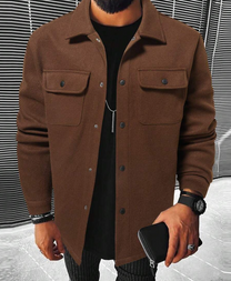 Warm Men&#39;s Shirt With Pockets For Autumn And Winter