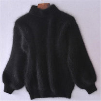 Warm Mohair Turtleneck Jumper With Lantern Sleeves