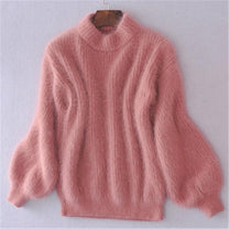 Warm Mohair Turtleneck Jumper With Lantern Sleeves