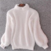 Warm Mohair Turtleneck Jumper With Lantern Sleeves