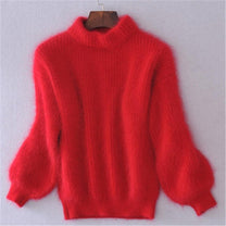 Warm Mohair Turtleneck Jumper With Lantern Sleeves