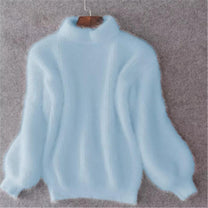 Warm Mohair Turtleneck Jumper With Lantern Sleeves