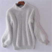 Warm Mohair Turtleneck Jumper With Lantern Sleeves