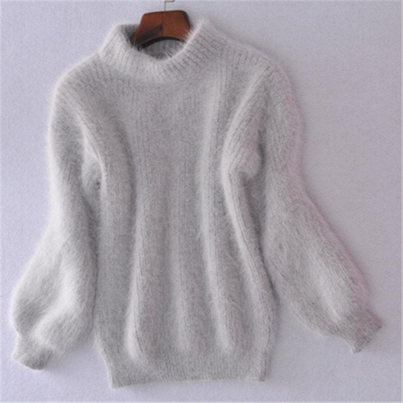 Warm Mohair Turtleneck Jumper With Lantern Sleeves