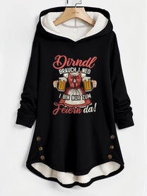 Warm Women&#39;s Hoodie With Humorous Oktoberfest Print