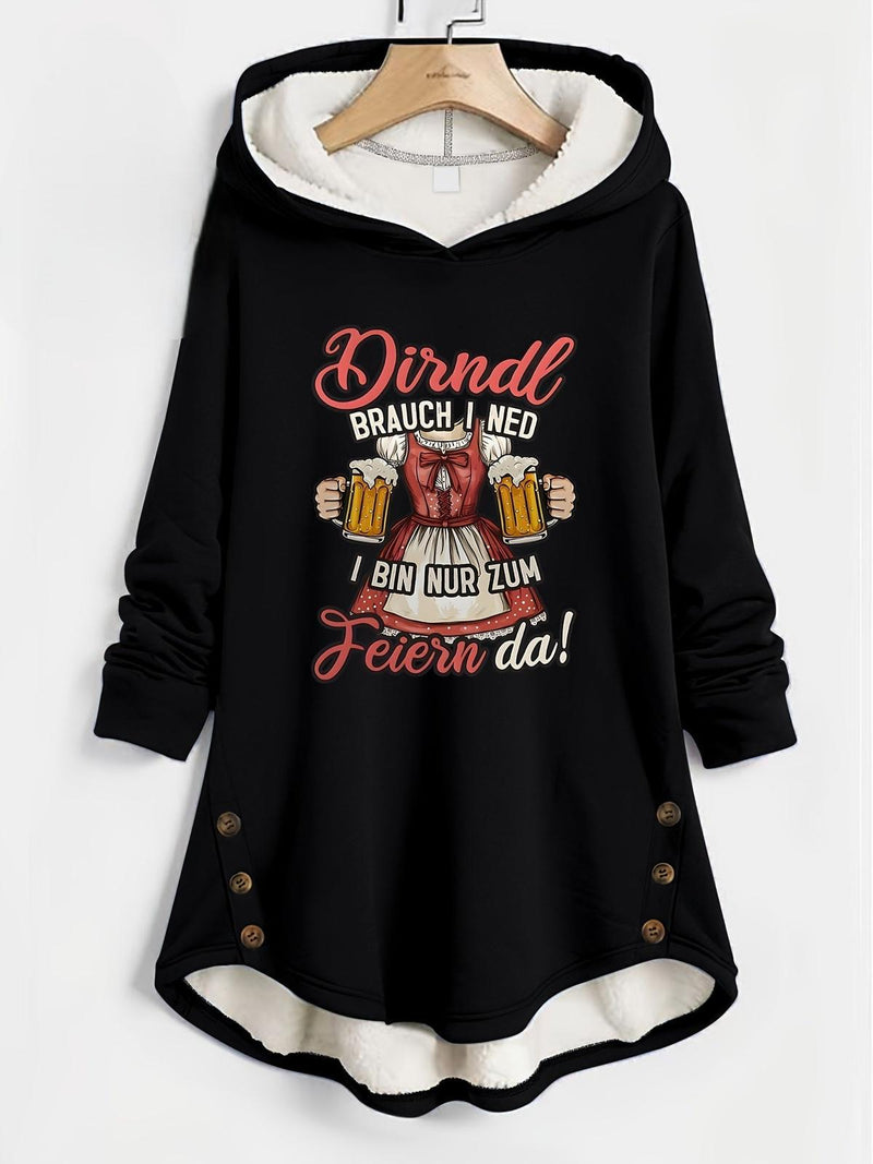 Warm Women&#39;s Hoodie With Humorous Oktoberfest Print