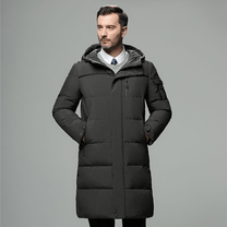 Water-Resistant Insulated Long Coat With Hood