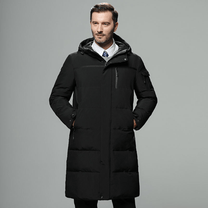Water-Resistant Insulated Long Coat With Hood