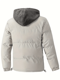 Water-Resistant Insulated Puffer Jacket With Fleece Hood