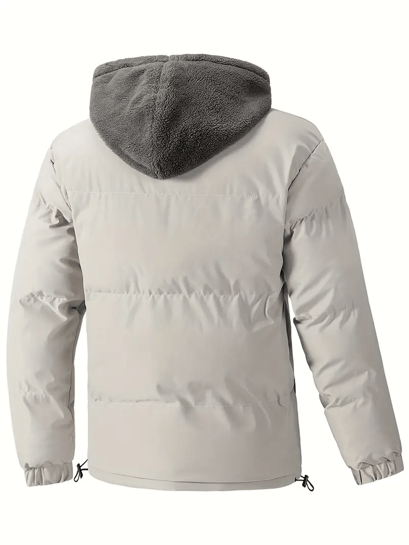 Water-Resistant Insulated Puffer Jacket With Fleece Hood