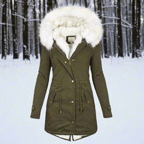 Water-Resistant Long Parka Jacket With Faux Fur Hood