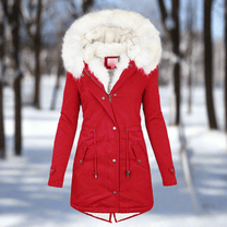 Water-Resistant Long Parka Jacket With Faux Fur Hood