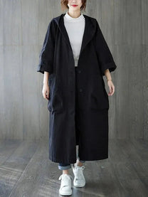 Water-Resistant Oversized Hooded Trench Coat