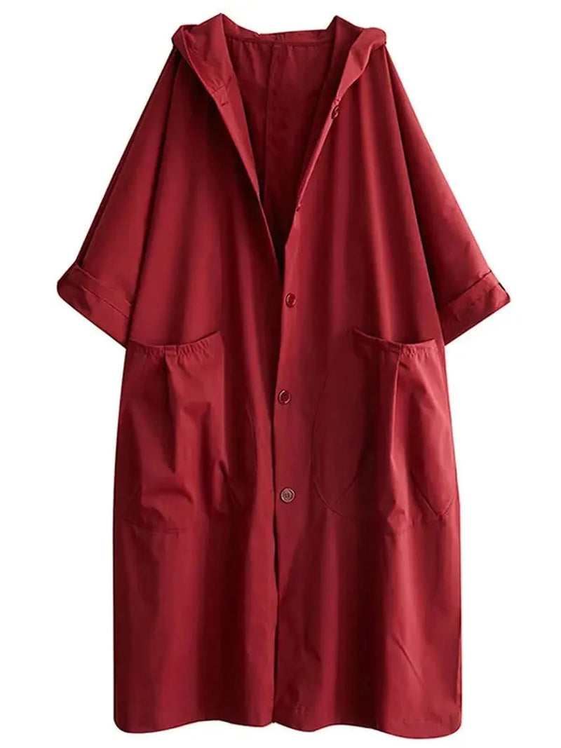 Water-Resistant Oversized Hooded Trench Coat