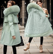 Water-Resistant Quilted Coat With Faux Fur Hood